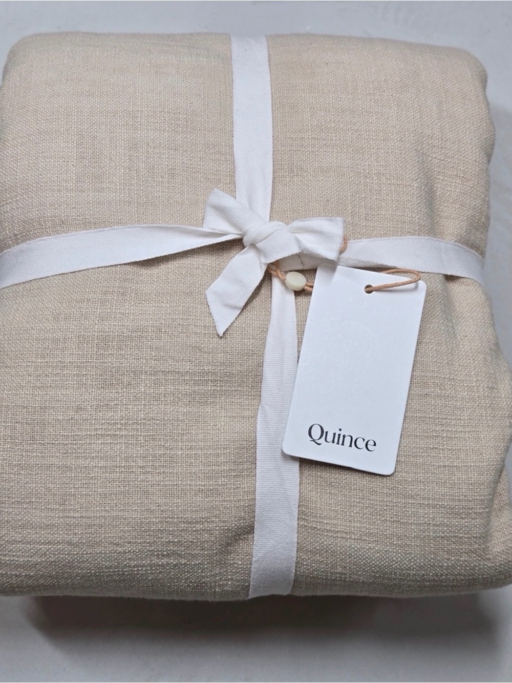 NWT QUINCE 70x108 Organic Cotton Tablecloth Flax - Picture 3 of 5